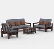 Ylthor 6 Seater Solid Wood Sofa (Walnut Finish)