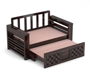 Fralvion Sheesham Wood 2 Seater Sofa Bed With Storage (Walnut Finish)