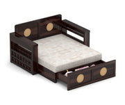 Hoventhos Sheesham Wood 2 Seater Sofa Bed With Storage (Walnut Finish)