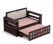 Gexorian Sheesham Wood 2 Seater Sofa Bed With Storage (Walnut Finish)