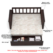 Elventhis Sheesham Wood 3 Seater Sofa Bed With Storage (Walnut Finish)