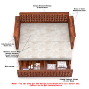Diamond Sheesham Wood 3 Seater Sofa Bed With Storage (Honey Finish)