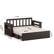Elventhis Sheesham Wood 3 Seater Sofa Bed With Storage (Walnut Finish)