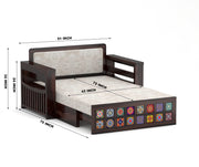 Gexorian Sheesham Wood 2 Seater Sofa Bed With Storage (Walnut Finish)