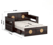 Hoventhos Sheesham Wood 2 Seater Sofa Bed With Storage (Walnut Finish)