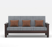 Ylthor 3+2 Seater Solid Wood Sofa (Walnut Finish)