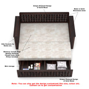 Diamond Sheesham Wood 3 Seater Sofa Bed With Storage (Walnut Finish)