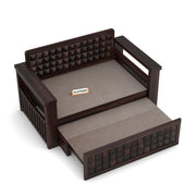 Diamond Sheesham Wood 2 Seater Sofa Bed With Storage (Walnut Finish)