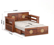 Hoventhos Sheesham Wood 2 Seater Sofa Bed With Storage (Honey Finish)