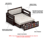 Gexorian Sheesham Wood 2 Seater Sofa Bed With Storage (Walnut Finish)