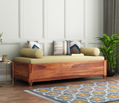 Drestorin Sheesham Wood Storage Divan with Mattress (Honey Finish)