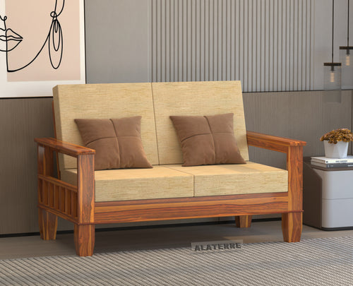 Ylthor 2 Seater Solid Wood Sofa (Honey Finish)