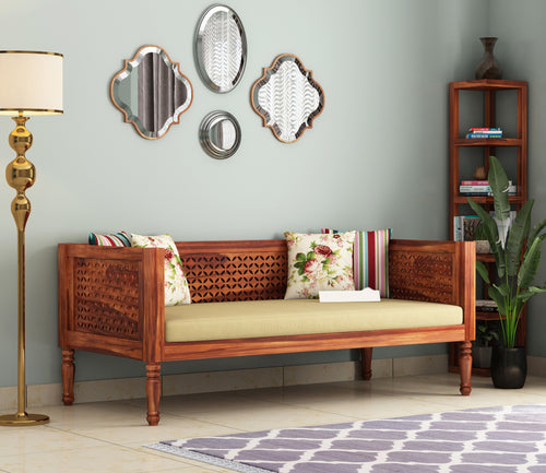 Harvyn Sheesham Wood Divan with Mattress (Honey Finish)