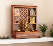 Thalvion Sheesham Wood Home Temple (Honey Finish)