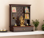 Thalvion Sheesham Wood Home Temple (Honey Finish)