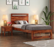 Ivaryn Sheesham Wood Single Bed Without Storage (Honey Finish)