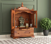 Stendoris Sheesham Wood Home Temple (Honey Finish)