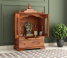 Stendoris Sheesham Wood Home Temple (Honey Finish)