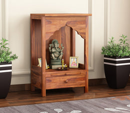 Elvarin Sheesham Wood Home Temple (Honey Finish)