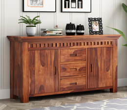 Norvith Sheesham Wood Cabinet and Sideboard (Honey Finish)