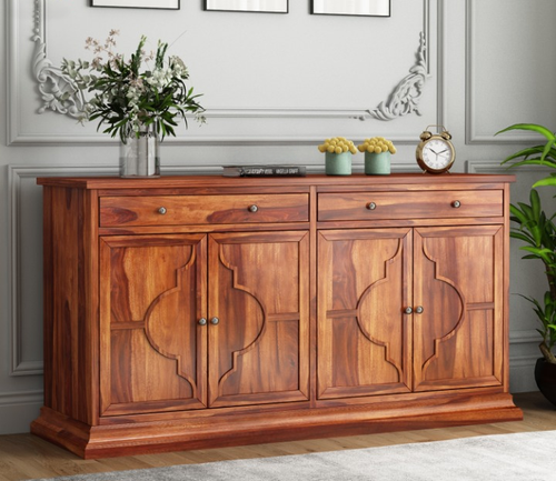Stendrix Sheesham Wood Cabinet and Sideboard (Honey Finish)
