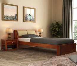 Phaedron Sheesham Wood Single Bed Without Storage (Honey Finish)