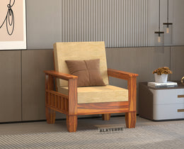 Ylthor 1 Seater Solid Wood Sofa (Honey Finish)