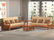 Ylthor 3+3 Seater Solid Wood Sofa (Honey Finish)