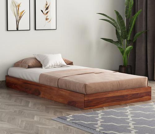 Harventis Sheesham Wood Single Bed Without Storage (Honey Finish)