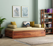 Elthorn Sheesham Wood Storage Divan with Mattress (Honey Finish)
