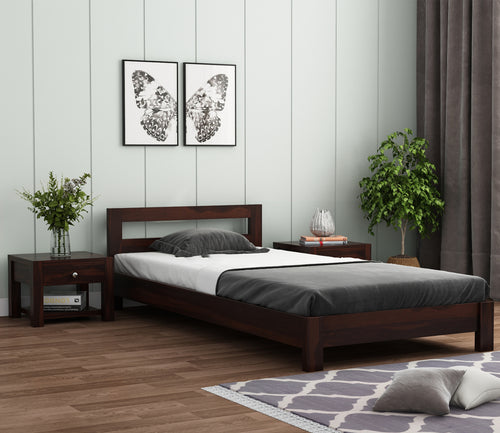 Silvorn Sheesham Wood Single Bed Without Storage (Walnut Finish)