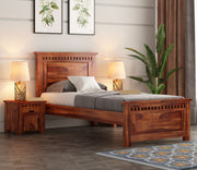 Luveris Sheesham Wood Single Bed Without Storage (Honey Finish)