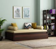 Elthorn Sheesham Wood Storage Divan with Mattress (Walnut Finish)
