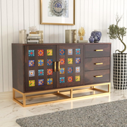 Xenthoris Sheesham Wood Cabinet and Sideboard (Walnut Finish)