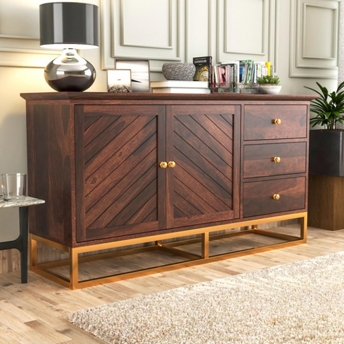 Yevrin Sheesham Wood Cabinet and Sideboard (Walnut Finish)