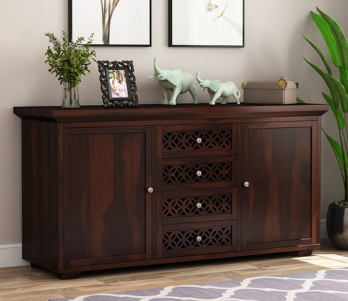 Travorin Sheesham Wood Cabinet and Sideboard (Walnut Finish)