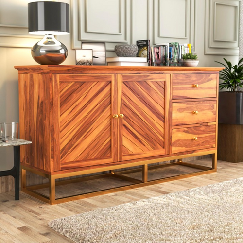Yevrin Sheesham Wood Cabinet and Sideboard (Honey Finish)