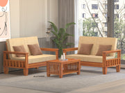 Ylthor 4 Seater Solid Wood Sofa (Honey Finish)