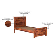 Luveris Sheesham Wood Single Bed Without Storage (Honey Finish)