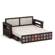 Gexorian Sheesham Wood 3 Seater Sofa Bed With Storage (Walnut Finish)