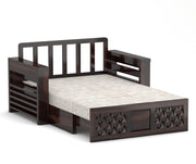 Fralvion Sheesham Wood 2 Seater Sofa Bed With Storage (Walnut Finish)