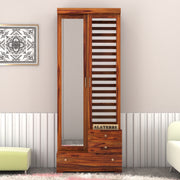 Calvoris Sheesham Wood Dressing Table with Mirror and Drawers (Honey Finish)