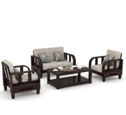 Xenthor 4 Seater Solid Wood Sofa (Walnut Finish)