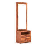 Brendral Sheesham Wood Dressing Table with Mirror and Drawers (Honey Finish)