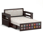 Gexorian Sheesham Wood 2 Seater Sofa Bed With Storage (Walnut Finish)