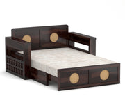 Hoventhos Sheesham Wood 2 Seater Sofa Bed With Storage (Walnut Finish)