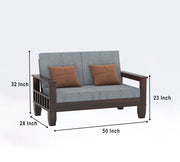 Ylthor 3+2 Seater Solid Wood Sofa (Walnut Finish)