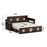 Hoventhos Sheesham Wood 3 Seater Sofa Bed With Storage (Walnut Finish)