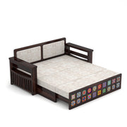 Gexorian Sheesham Wood 3 Seater Sofa Bed With Storage (Walnut Finish)