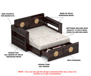 Hoventhos Sheesham Wood 2 Seater Sofa Bed With Storage (Walnut Finish)